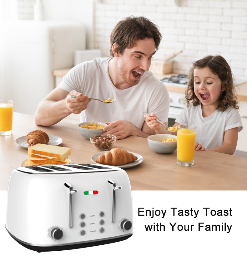 Vintage Electric 4 Slice Toaster White Stainless Steel 1650W