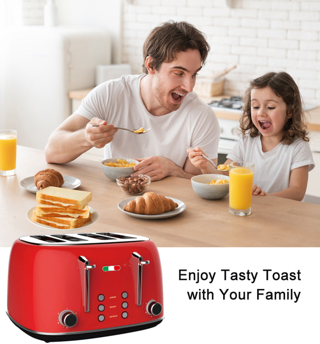 Vintage Electric 4 slice Toaster Red Stainless Steel 1650W