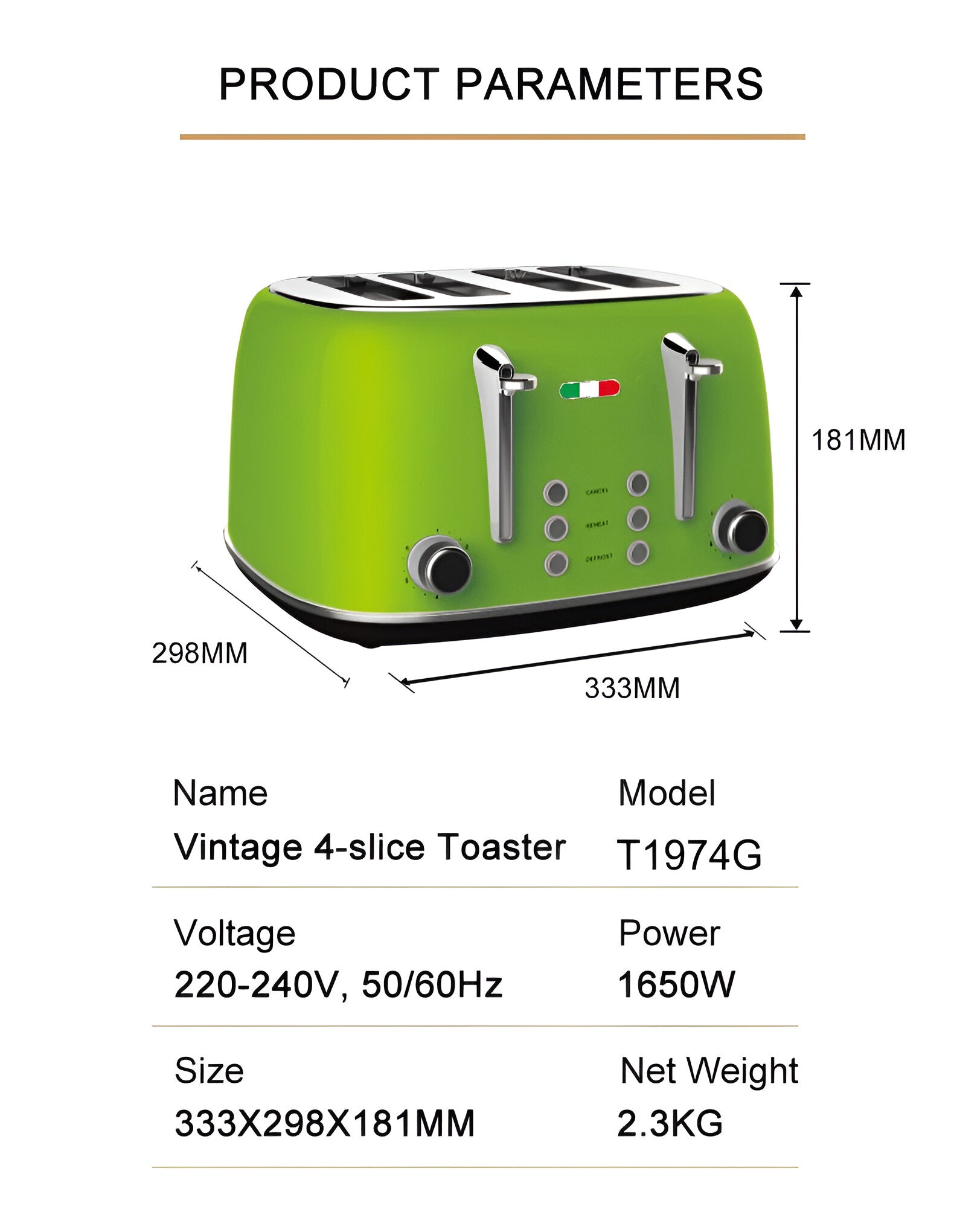 Vintage Electric Kettle & Toaster Set - Stylish Lime Green Stainless Steel