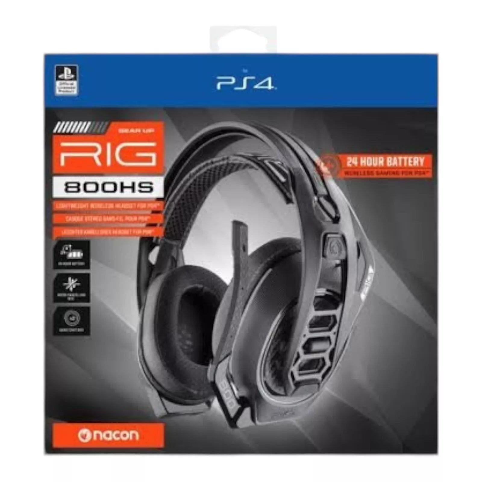 RIG 800 HS PS4 Gaming 24H Battery Wireless Headset - Black For PS4/PC-Refurbished