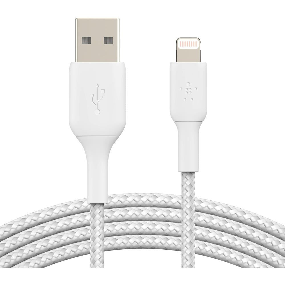 Belkin BoostUp Charge Lightning to USB-A 1m Braided Cable (White)