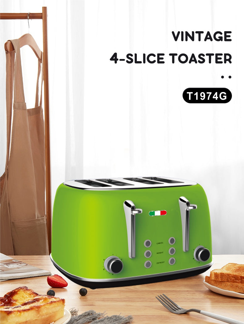 Vintage Electric 4 Slice Toaster LIME GREEN Stainless Steel 1650W