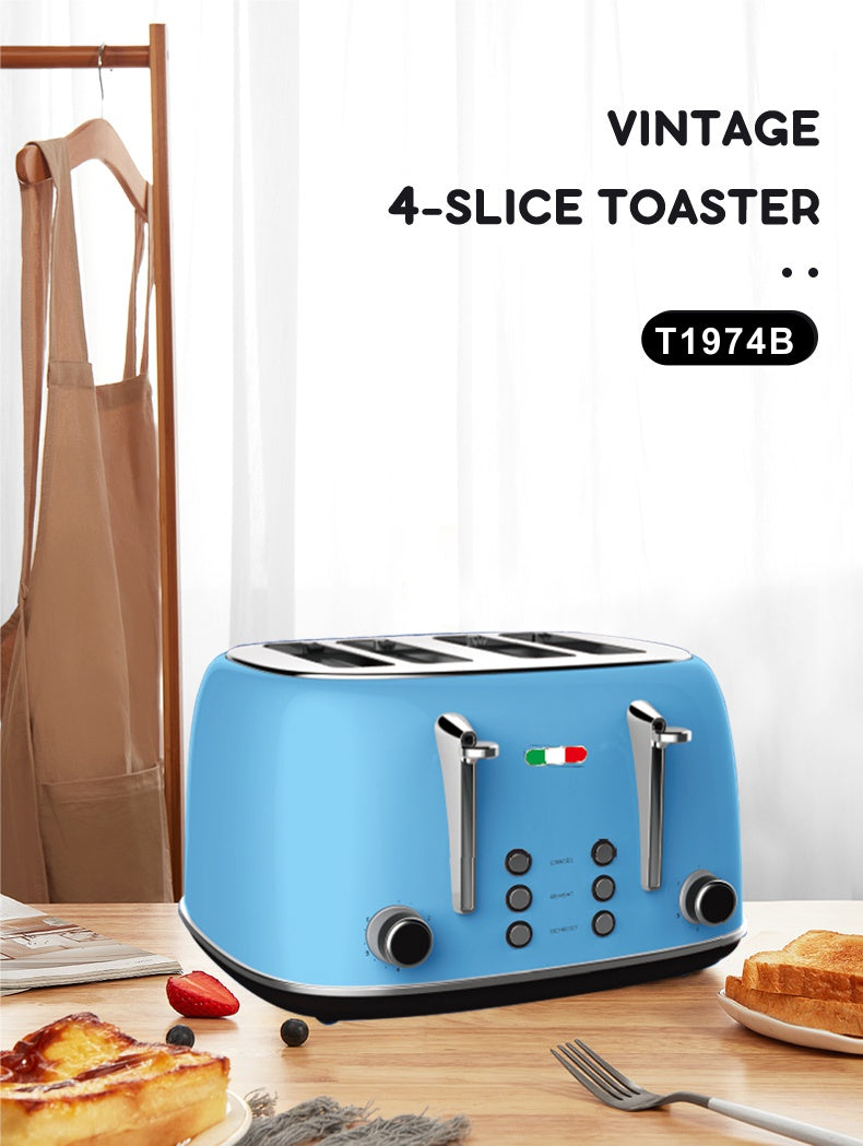 Vintage Electric Kettle and 4 slice Toaster Combo Sky blue Stainless S REPOGUYS