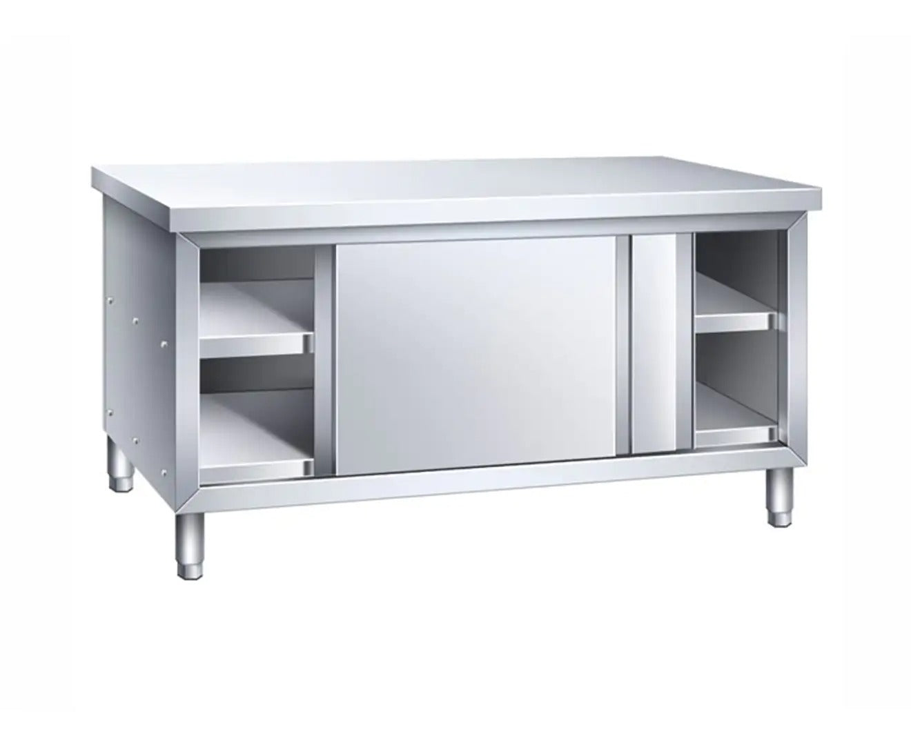 Stainless Steel Commercial Grade Work/Kitchen Table with Storage Cabinet - 150CM