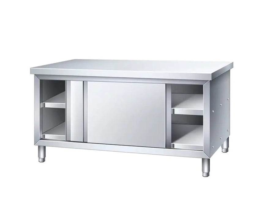 Stainless Steel Commercial Grade Work/Kitchen Table with Storage Cabinet - 180CM