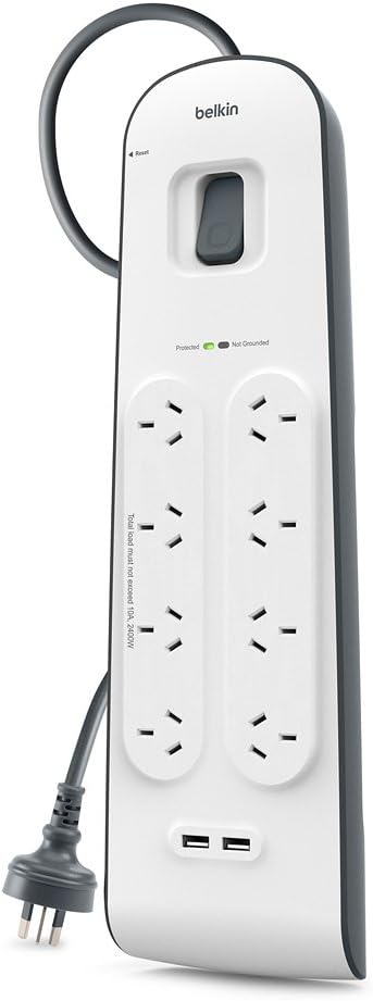 Belkin SurgePlus 8 Outlet 2 USB Surge Protector Powerboard- (EX DISPLAY) like NEW