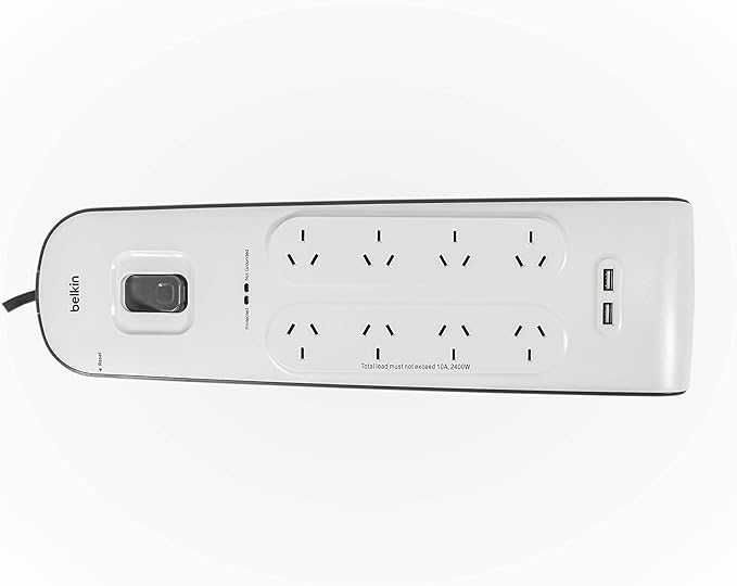 Belkin SurgePlus 8 Outlet 2 USB Surge Protector Powerboard- (EX DISPLAY) like NEW