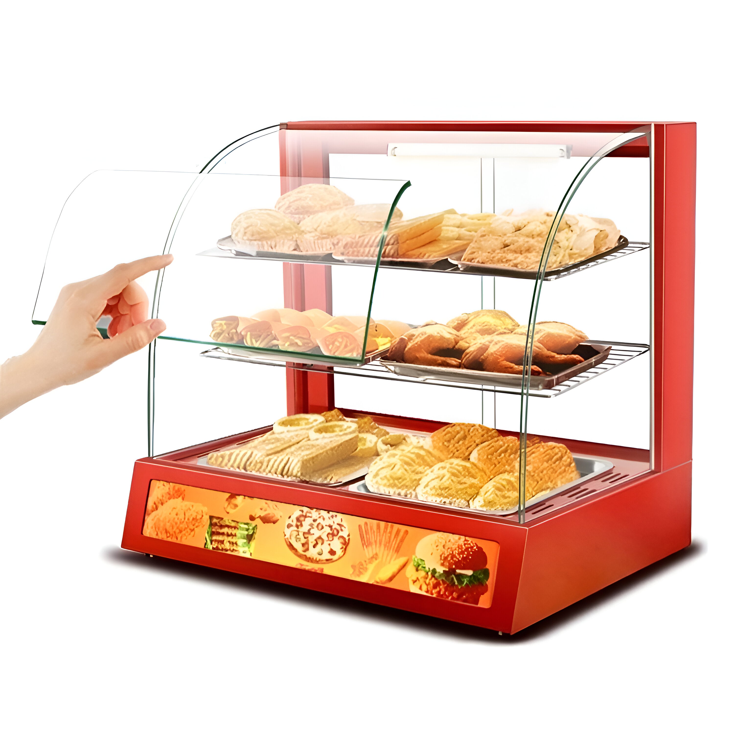 Commercial Electric Food Warming Glass Showcase Hotbar Pie Warmer Display Cabinet - 660mm