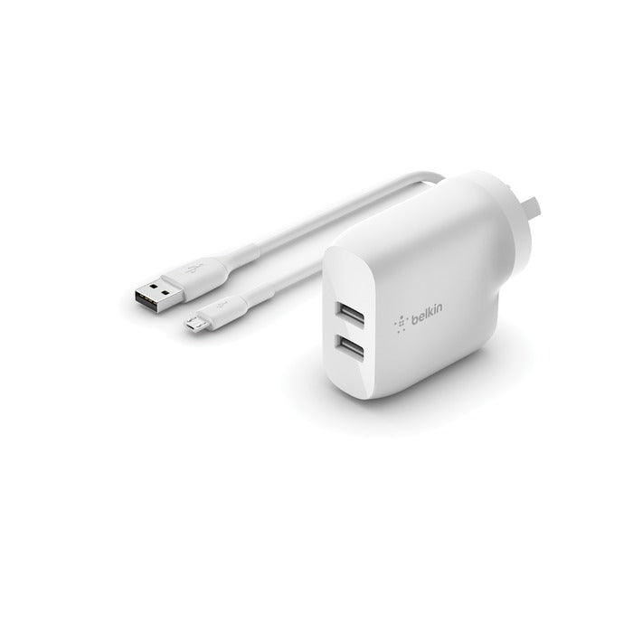 Belkin Dual USB-A Wall Charger 24W + USB-A to Micro-USB cable