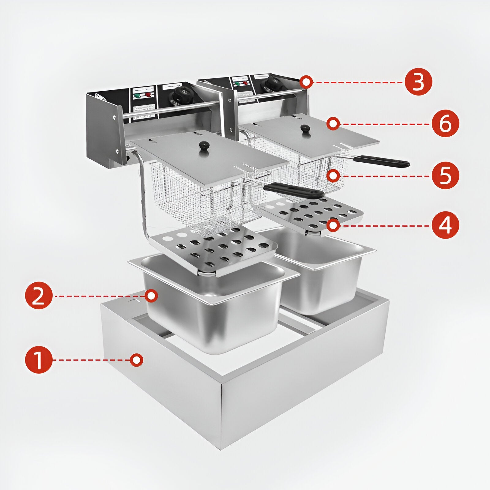 20L Electric Deep Fryer Commercial Bench Top Double Stainless Steel