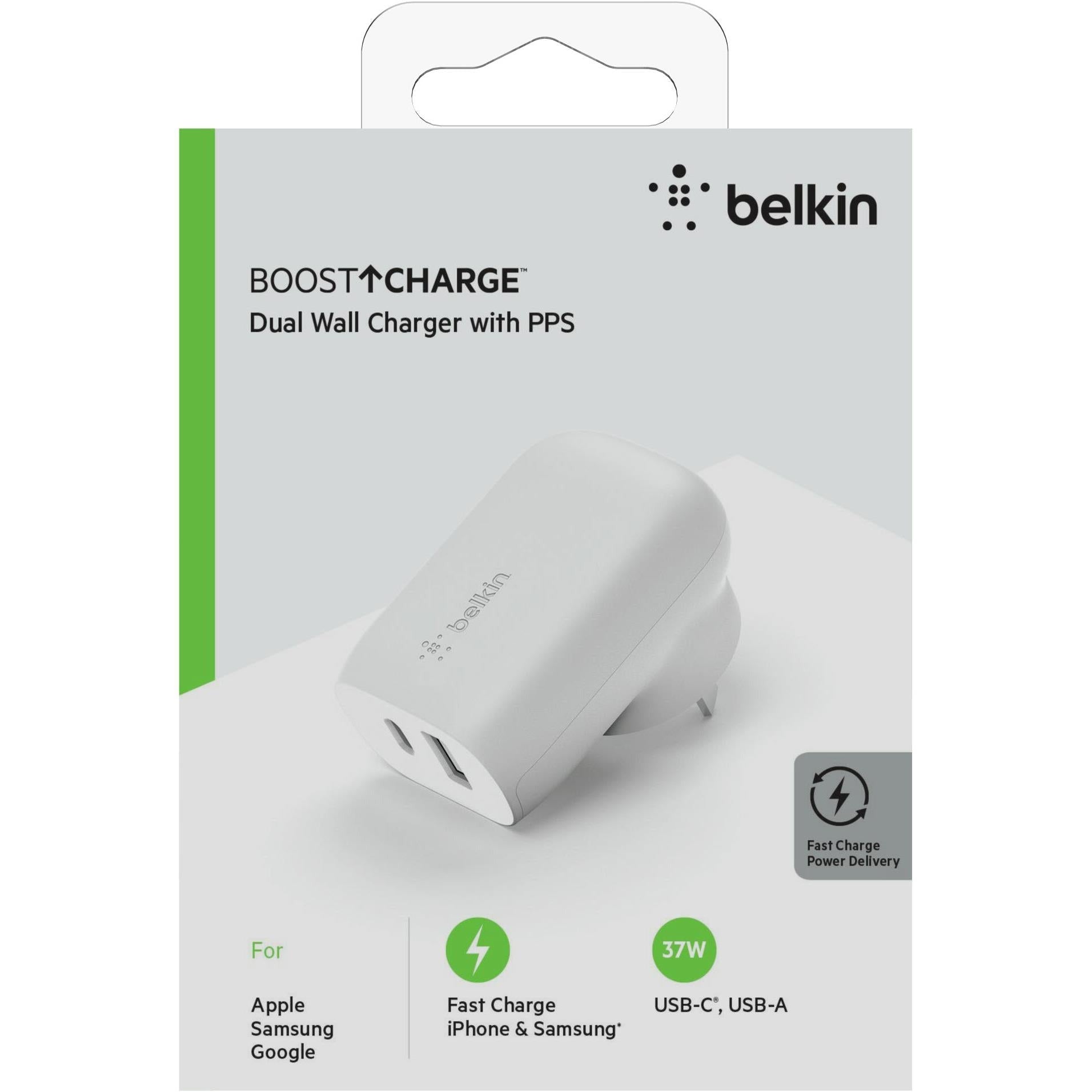 Belkin BoostUp Charge 37W Dual Port USB-C/A Universal Wall Charger