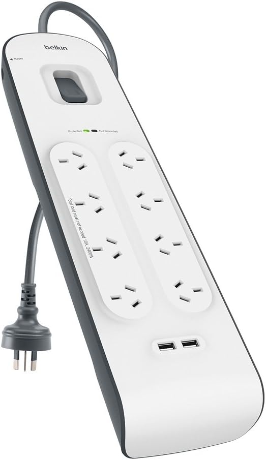 Belkin SurgePlus 8 Outlet 2 USB Surge Protector Powerboard- (EX DISPLAY) like NEW