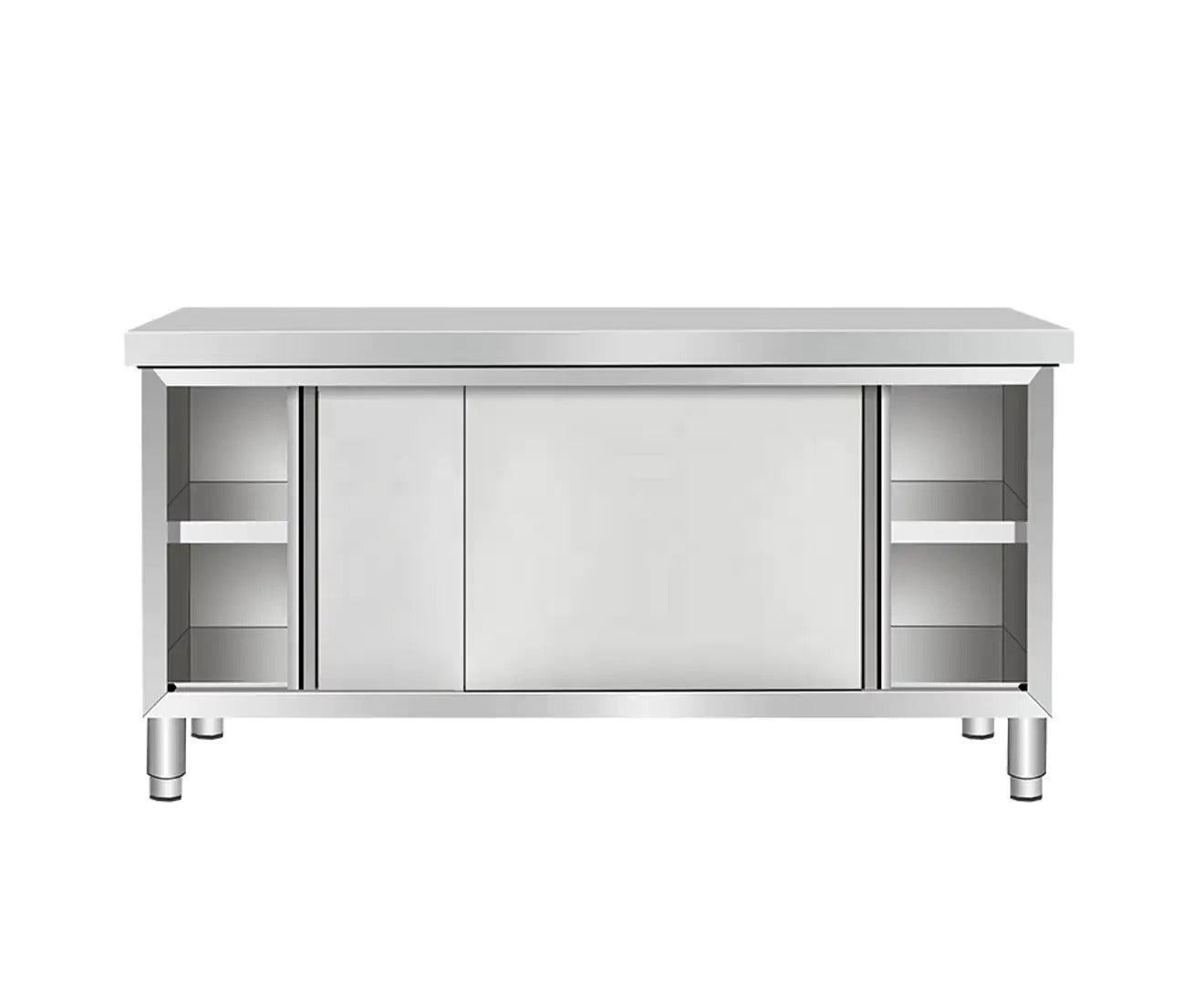 Stainless Steel Commercial Grade Work/Kitchen Table with Storage Cabinet - 150CM