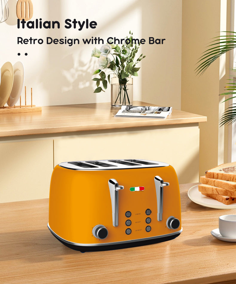 Vintage Electric 4 Slice Toaster Orange Stainless Steel 1650W