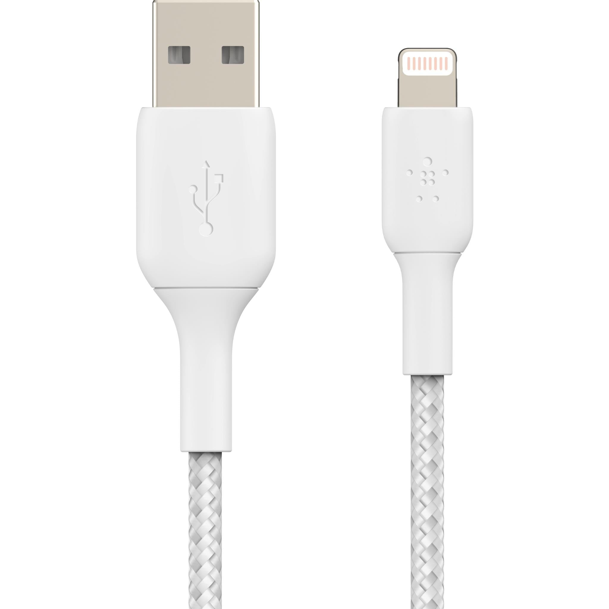 Belkin BoostUp Charge Lightning to USB-A 1m Braided Cable (White)