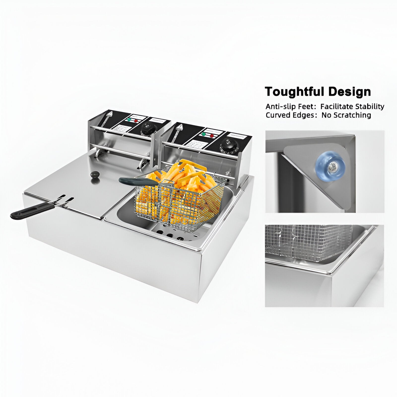 20L Electric Deep Fryer Commercial Bench Top Double Stainless Steel