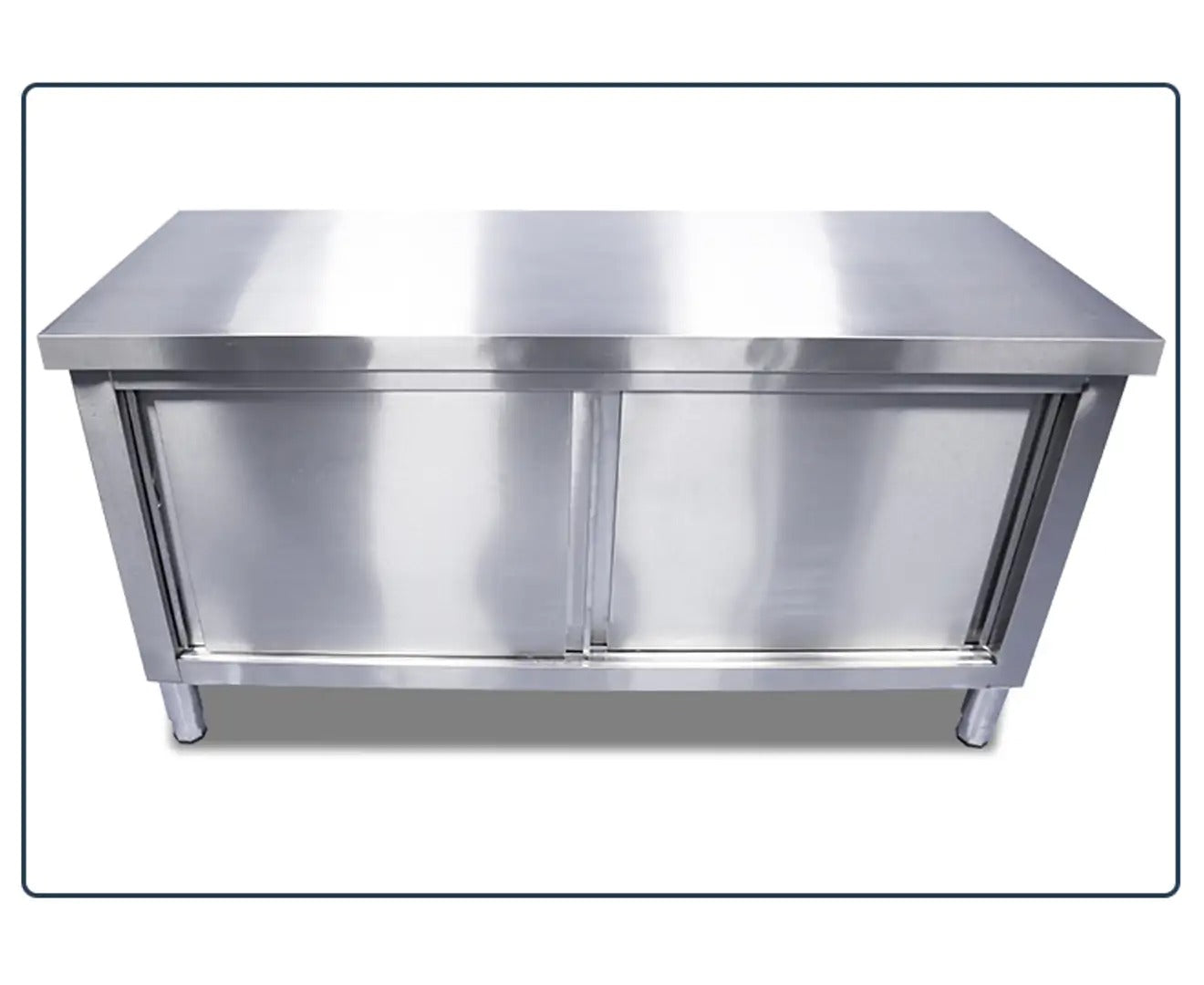 Stainless Steel Commercial Grade Work/Kitchen Table with Storage Cabinet - 150CM