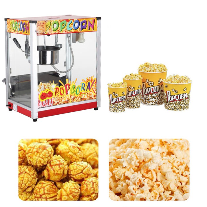 Commercial Electric Popcorn Machine Popcorn Maker Movie Popcorn 1300W Flat Top