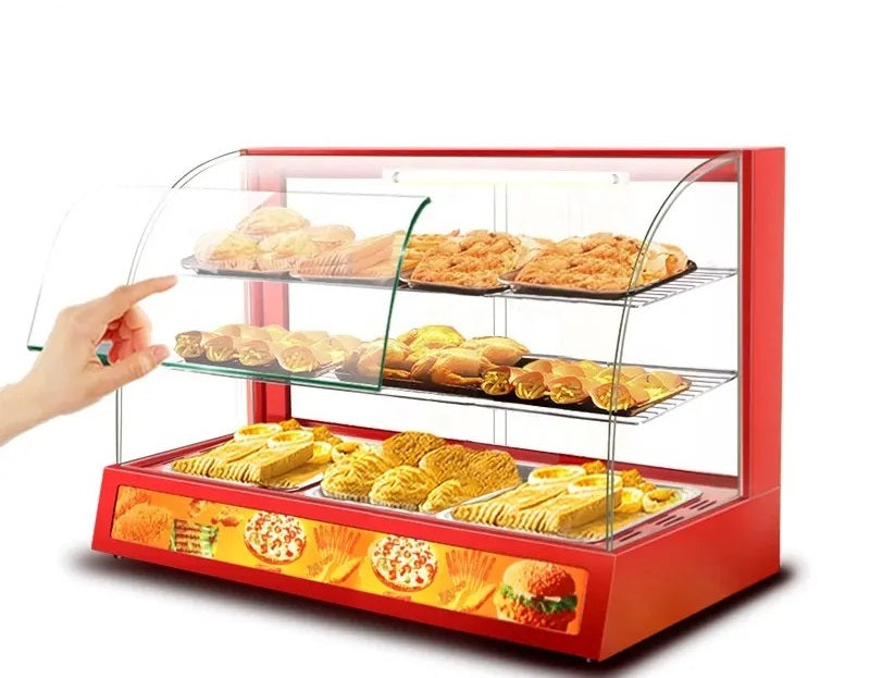 Commercial Electric Food Warming Glass Showcase Hotbar Pie Warmer Display Cabinet - 950mm