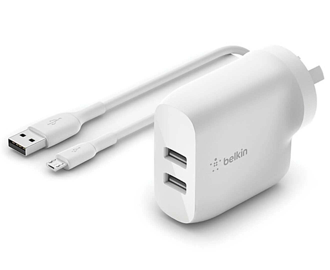 Belkin Dual USB-A Wall Charger 24W with USB-A to Micro USB Cable