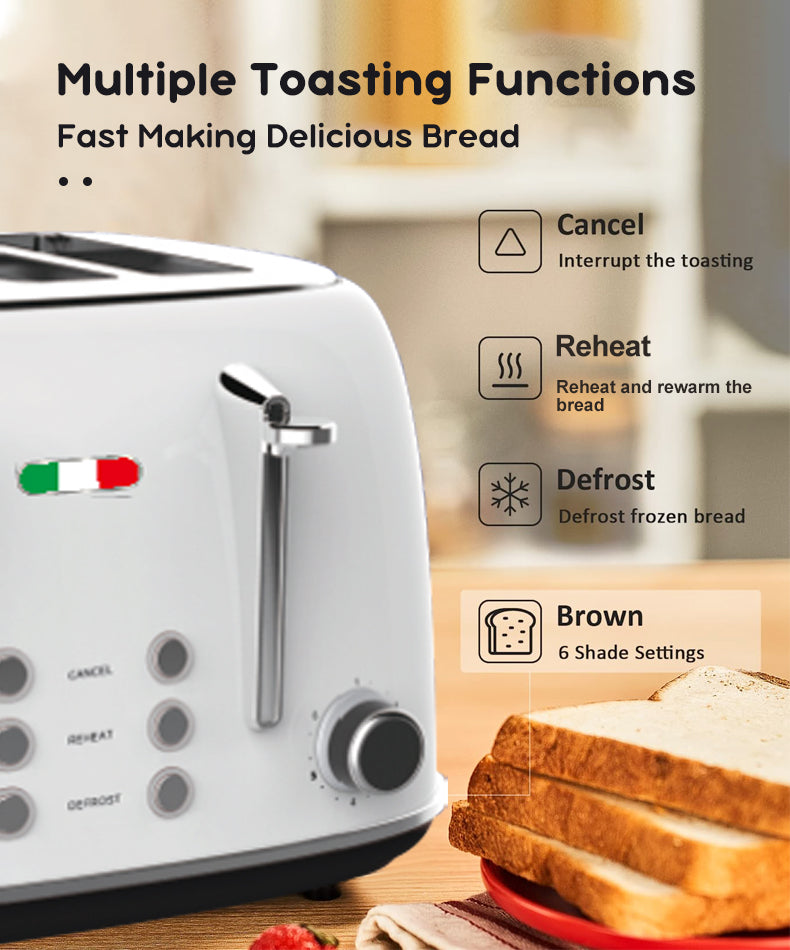 Vintage Electric 4 Slice Toaster White Stainless Steel 1650W