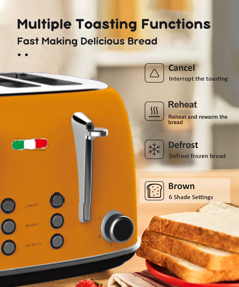 Vintage Electric 4 Slice Toaster Orange Stainless Steel 1650W