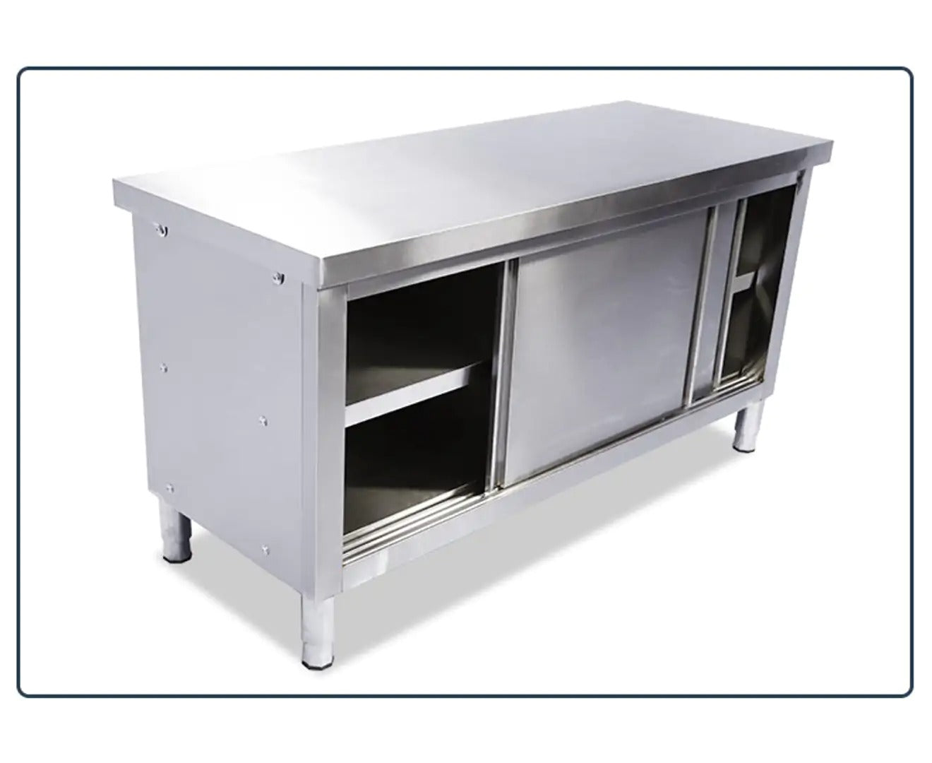 Stainless Steel Commercial Grade Work/Kitchen Table with Storage Cabinet - 150CM