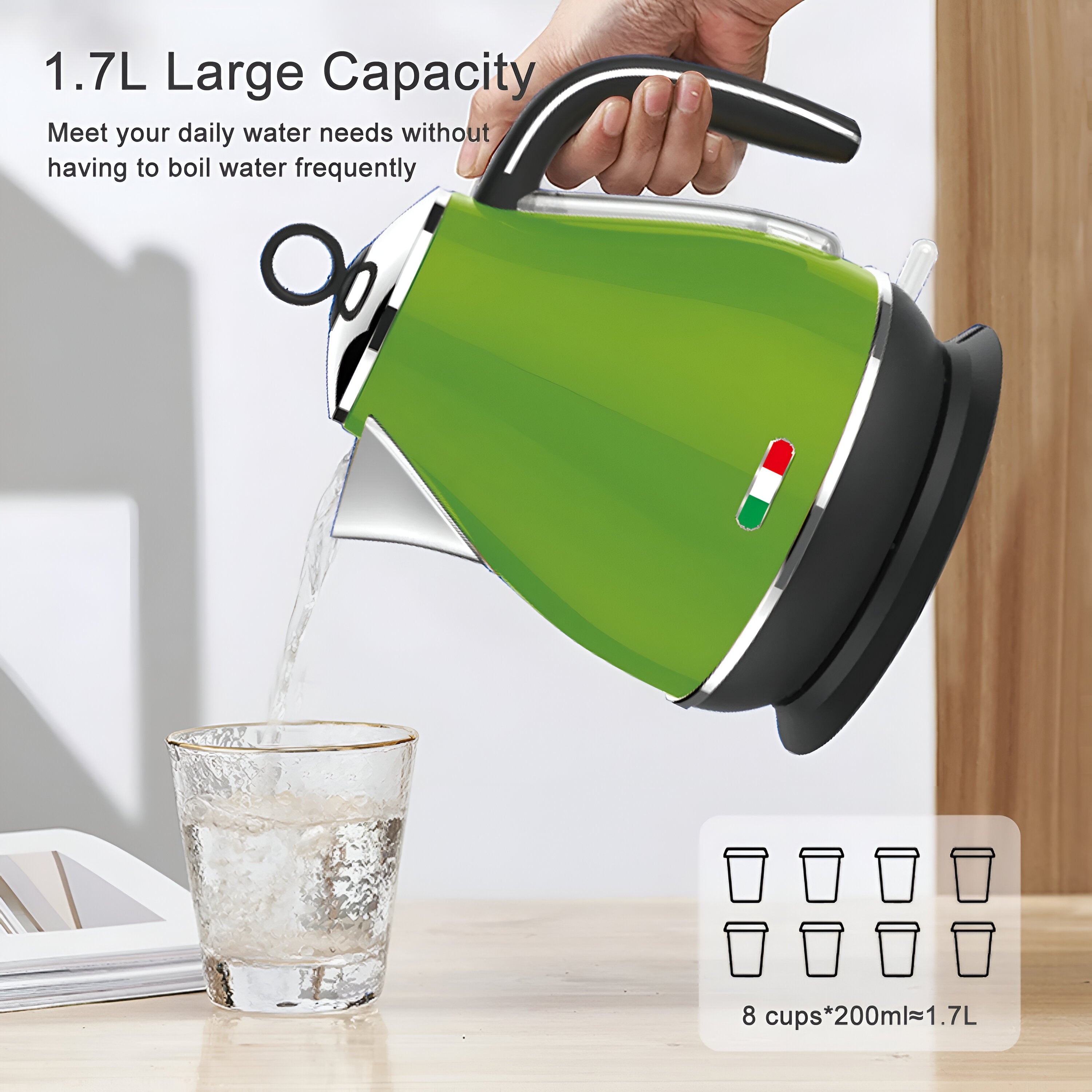 Vintage Electric Kettle & Toaster Set - Stylish Lime Green Stainless Steel