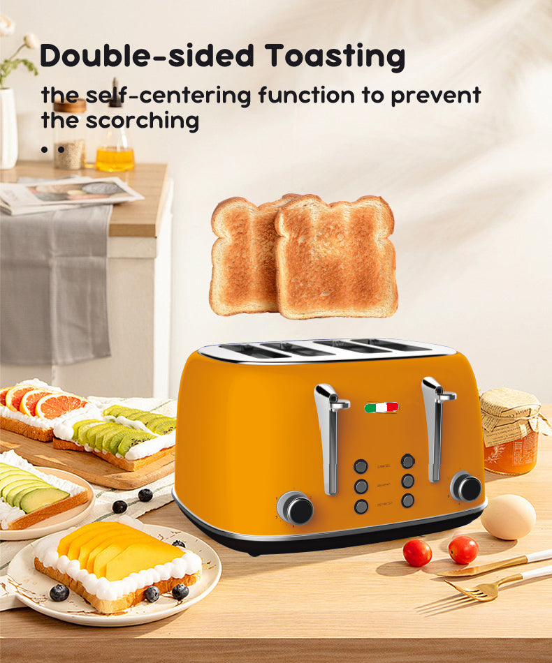 Vintage Electric 4 Slice Toaster Orange Stainless Steel 1650W