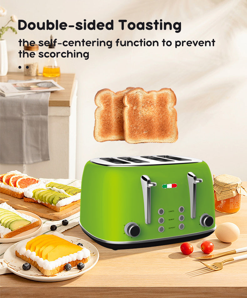 Vintage Electric 4 Slice Toaster LIME GREEN Stainless Steel 1650W