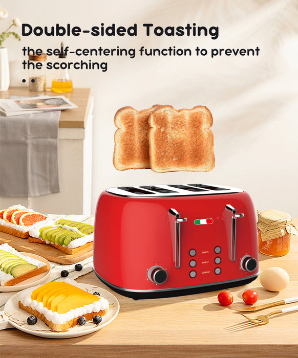 Vintage Electric 4 slice Toaster Red Stainless Steel 1650W