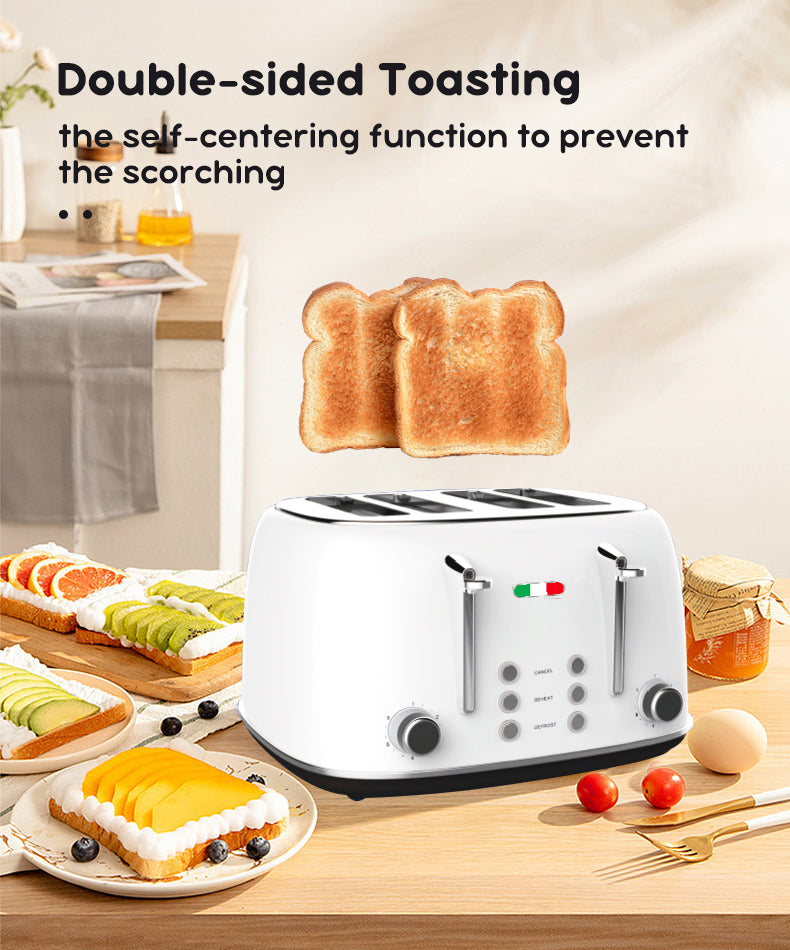 Vintage Electric 4 Slice Toaster White Stainless Steel 1650W