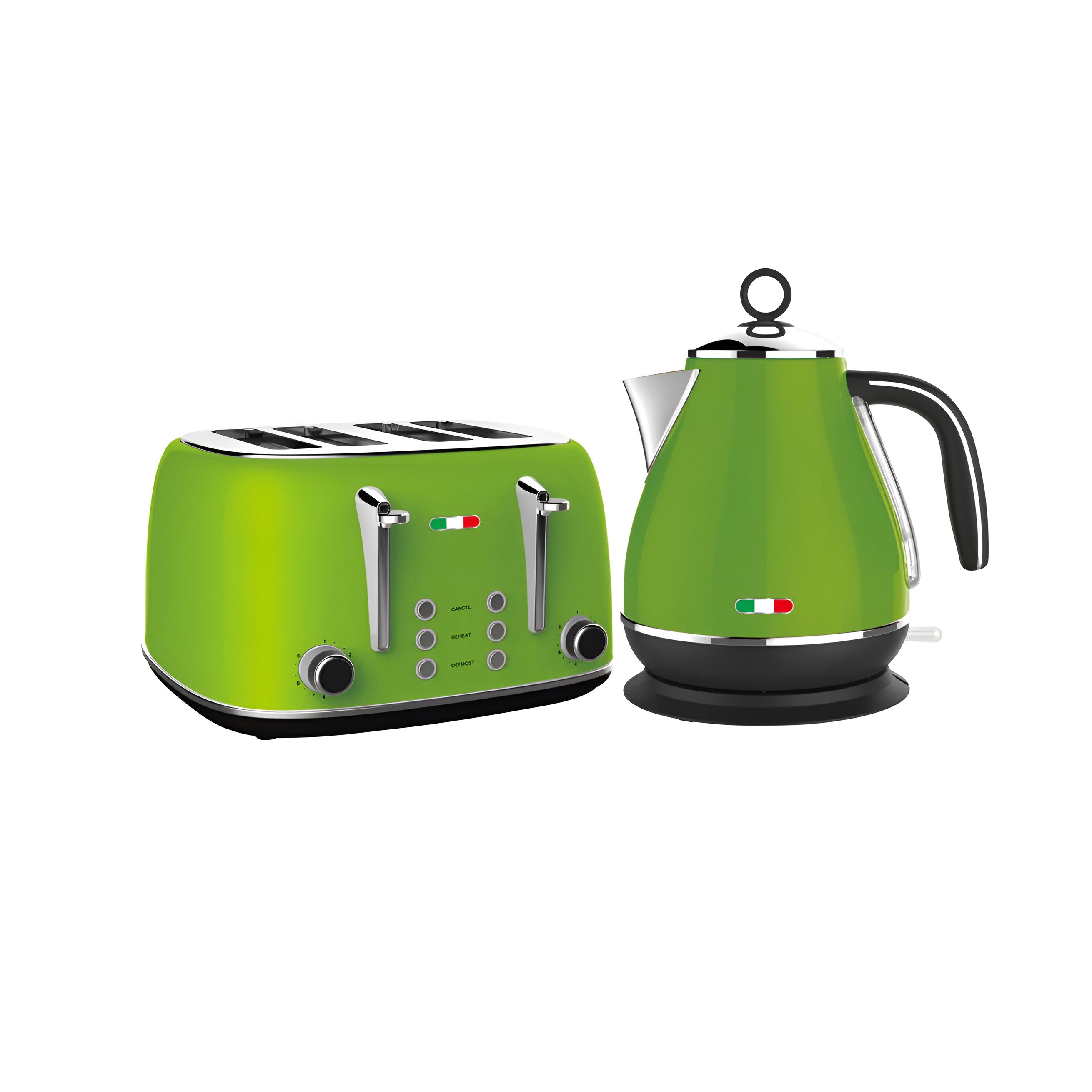 Vintage Electric Kettle & Toaster Set - Stylish Lime Green Stainless Steel