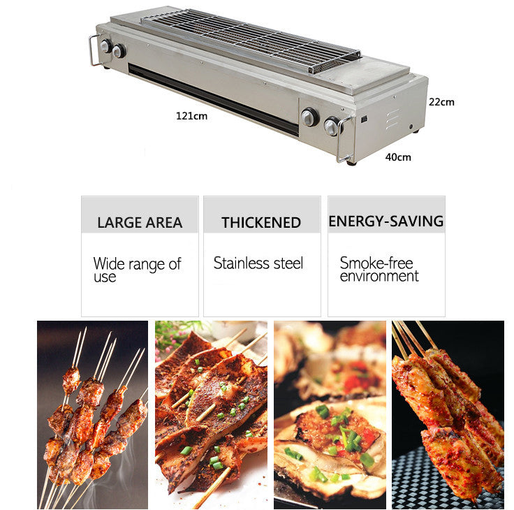 Commercial Heavy Duty 8 Gas Burners Smokeless Kebab Skewer BBQ Grill Machine